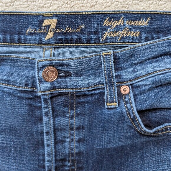 7 For All Mankind High Waist Josefina Straight Leg Stretch Jeans Women's 31 x 27 - Picture 5 of 13